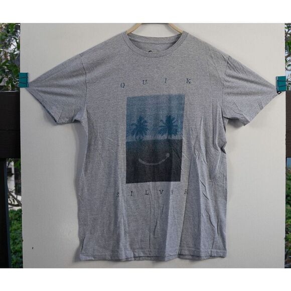 Quiksilver Waves Ocean Beach Gray T-Shirt Size L - Picture 1 of 5